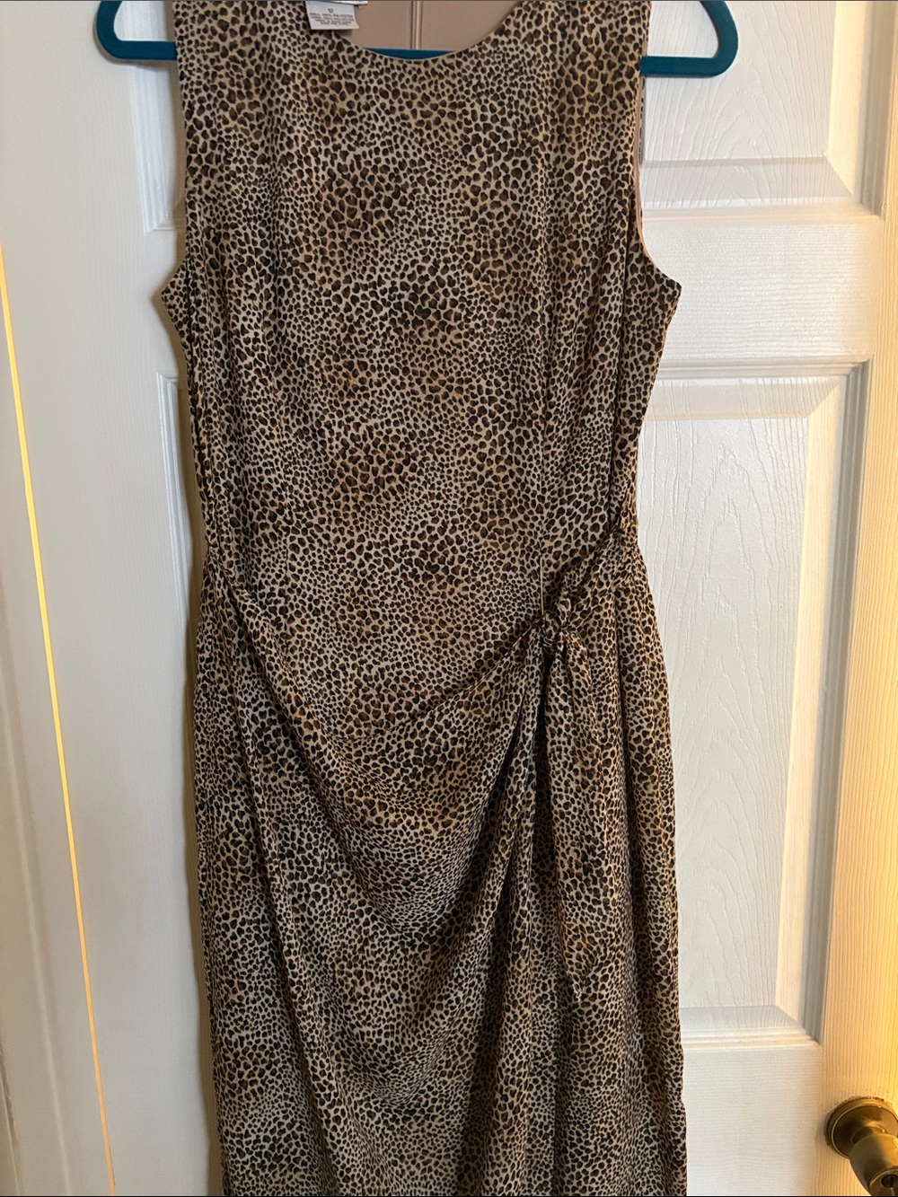 Sleeveless Leopard-Print Maxi Dress in Tan